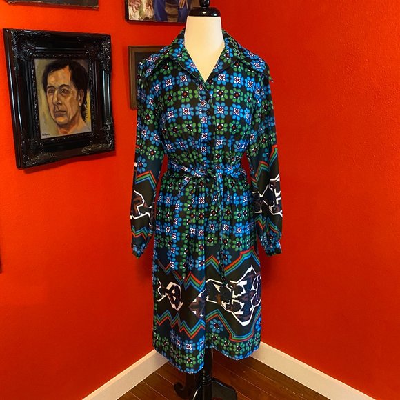 Lanvin Dresses & Skirts - LANVIN Vintage 1970's Printed Coat Dress